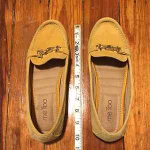 Me Too Mustard Leather Loafers with Gold Chain